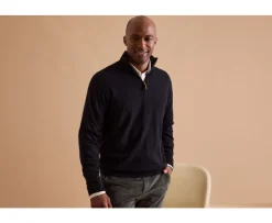 Jersey fino de hombre - Algodón orgánico/cachemira - Negro Vlad-Bexley Flash Sale