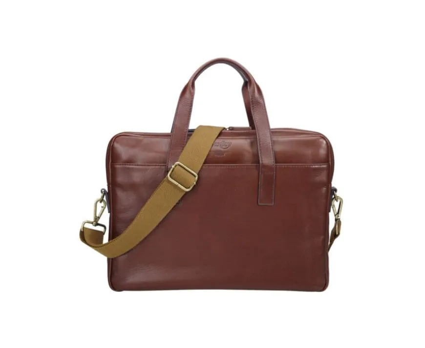 Maletín de cuero Coñac para hombre Harwinton-Bexley Sale