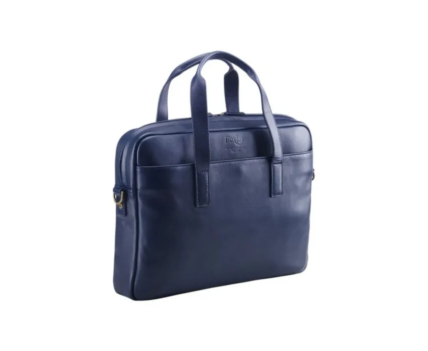 Maletín de cuero Navy para hombre Harwinton-Bexley Fashion