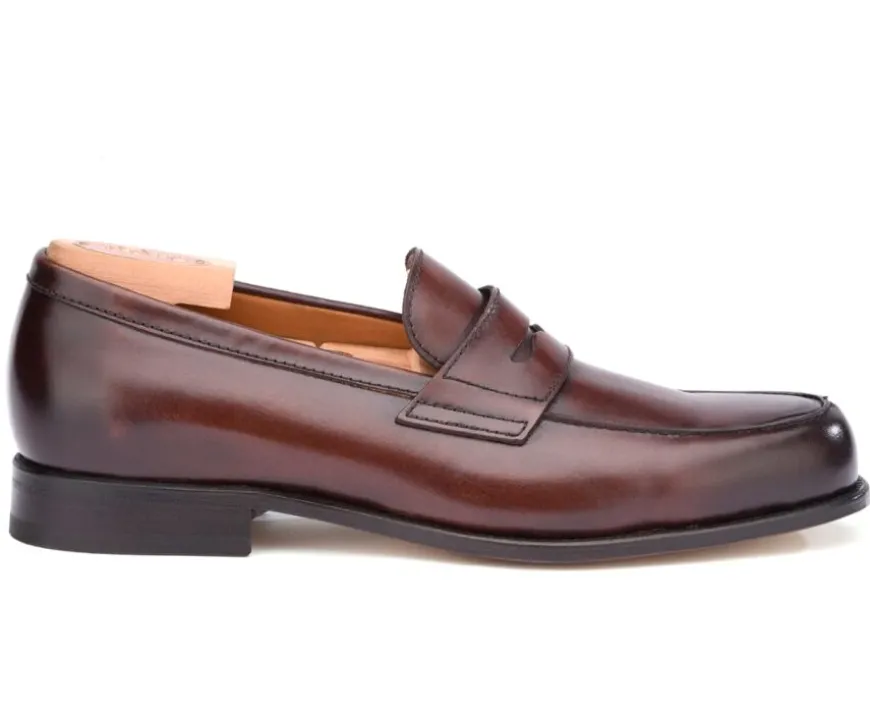 Mocasín de hombre de piel Chocolate patinado Wembley Classic-Bexley Sale
