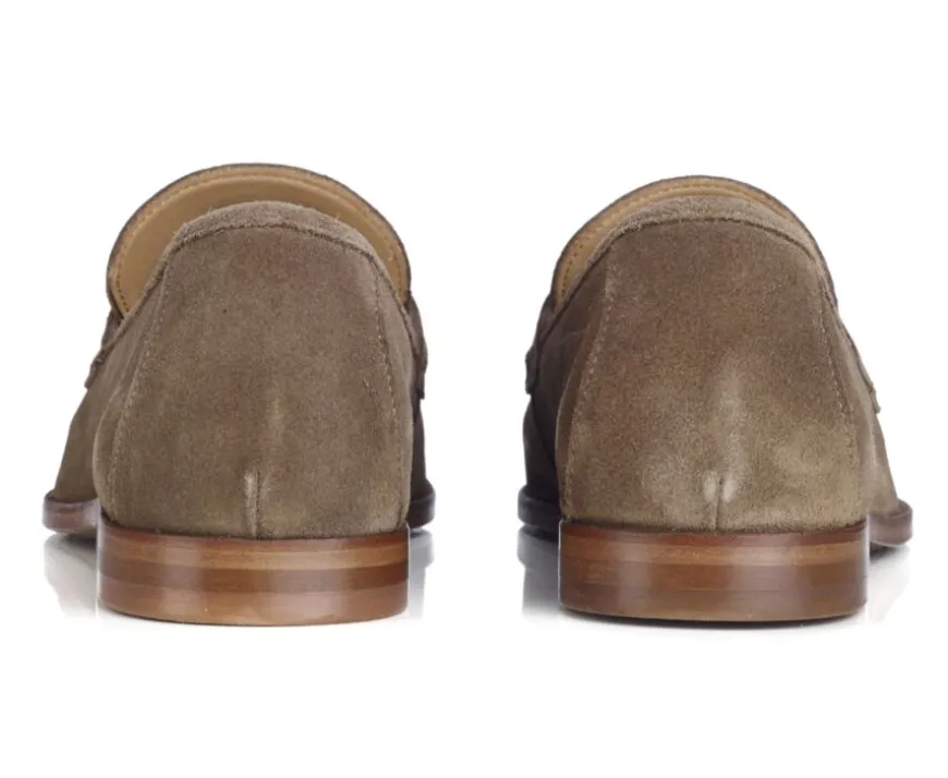Mocasín de hombre de piel Terciopelo Topo Dervio-Bexley Fashion