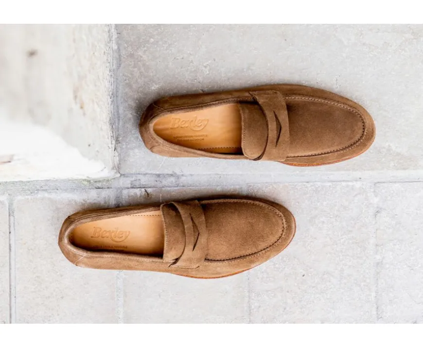 Mocasín de hombre de piel Terciopelo Topo Dervio-Bexley Fashion