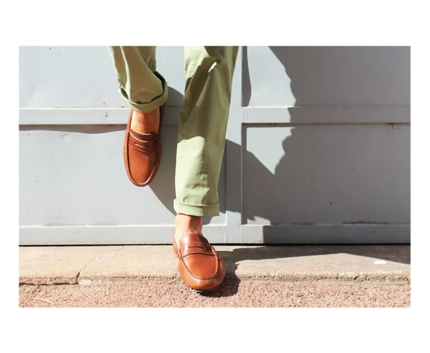 Mocasín de verano para hombre en piel Dark Chestnut Ferguson-Bexley Shop