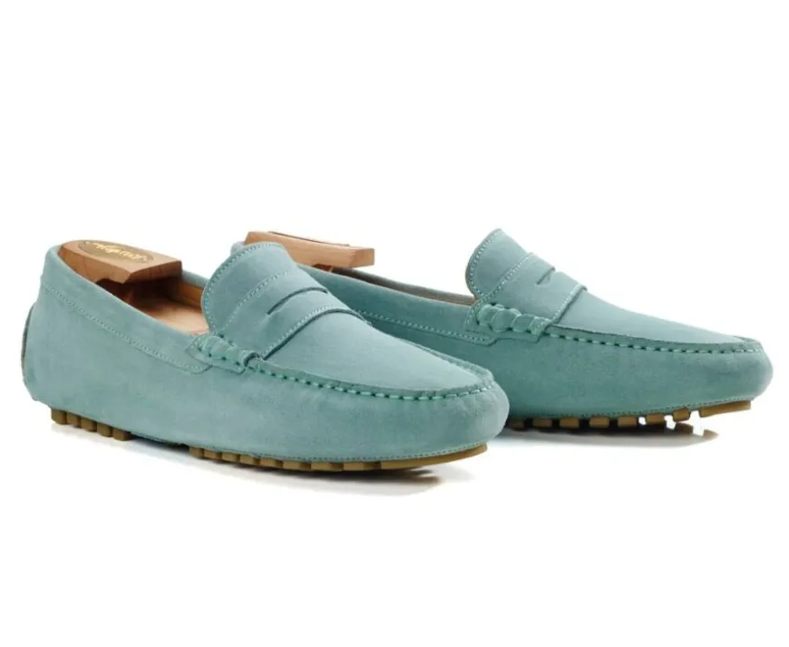 Mocasín de verano para hombre Terciopelo Verde Menta Ferguson-Bexley Hot