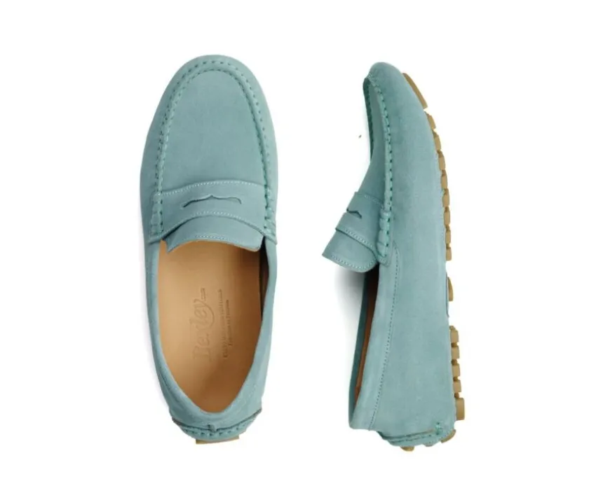 Mocasín de verano para hombre Terciopelo Verde Menta Ferguson-Bexley Hot