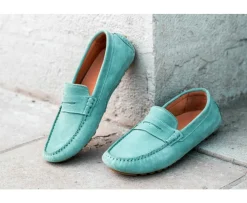 Mocasín de verano para hombre Terciopelo Verde Menta Ferguson-Bexley Hot