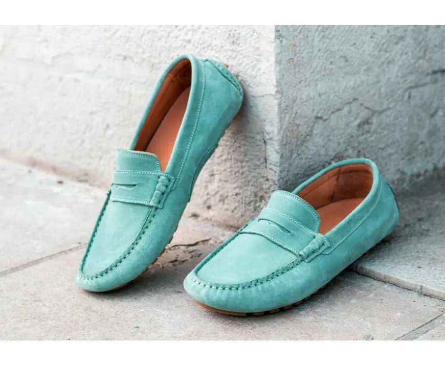 Mocasín de verano para hombre Terciopelo Verde Menta Ferguson-Bexley Hot