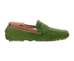 Mocasín de verano para hombre Terciopelo Verde & Castaño Ferguson-Bexley Shop