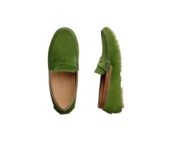 Mocasín de verano para hombre Terciopelo Verde & Castaño Ferguson-Bexley Shop