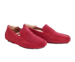Mocasín de verano para hombre Terciopelo Rojo Oscuro Ferguson-Bexley Best Sale