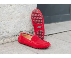 Mocasín de verano para hombre Terciopelo Rojo Oscuro Ferguson-Bexley Best Sale