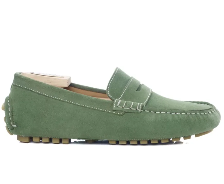 Mocasín de verano para hombre Terciopelo Verde Ferguson-Bexley Fashion