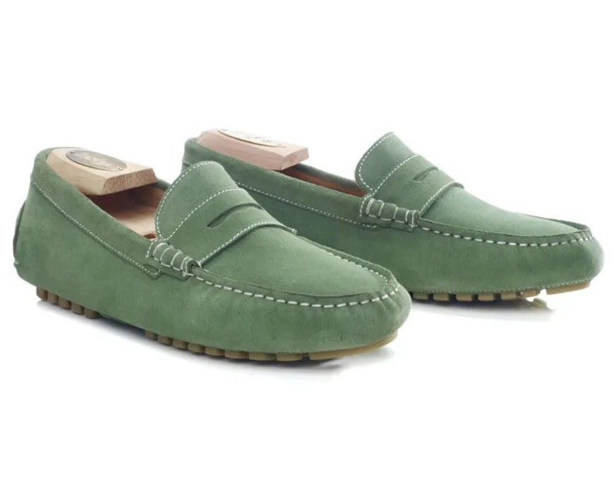 Mocasín de verano para hombre Terciopelo Verde Ferguson-Bexley Fashion