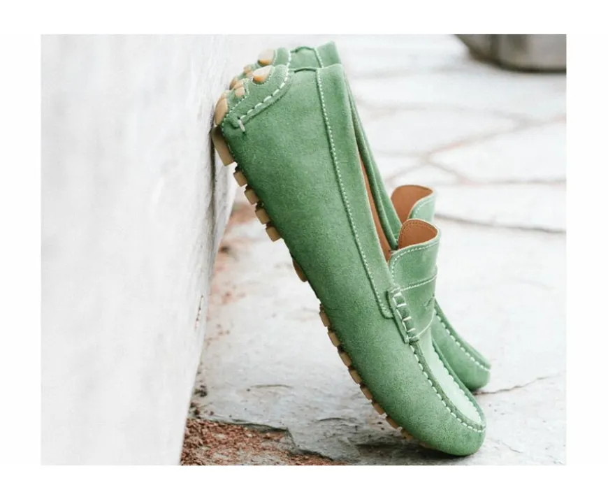 Mocasín de verano para hombre Terciopelo Verde Ferguson-Bexley Fashion