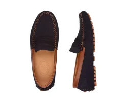 Mocasín de verano Terciopelo Azul marino y Castaño Biscayne-Bexley Outlet