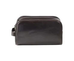 Neceser de cuero Chocolate oscuro piel-Bexley Clearance
