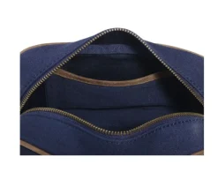 Neceser de lona azul marino y terciopelo de cabra tabaco-Bexley Discount
