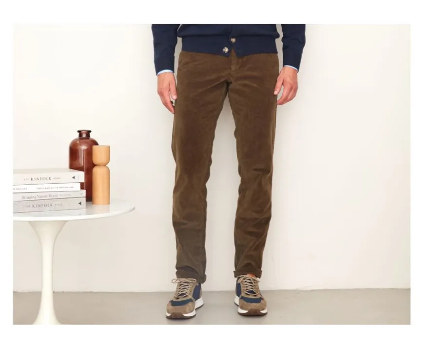 Pantalón chino de pana Aceituna para hombre Norman-Bexley Fashion
