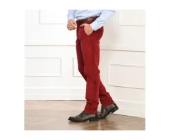 Pantalón chino de pana para hombre Rojo granate Norman-Bexley Store
