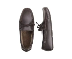 Pantuflas de hombre de cuero Chocolate-Bexley Sale