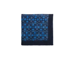 Pañuelo de bolsillo estampado de lino NAvy y Azul para hombre-Bexley Cheap