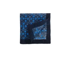 Pañuelo de bolsillo estampado de lino NAvy y Azul para hombre-Bexley Cheap