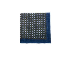 Pañuelo de bolsillo estampado de lino Azul y Caqui para hombre-Bexley Fashion