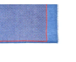 Pañuelo de lino de algodón Azul índigo con estampados rojos Chèche Lin Coton Ii-Bexley Cheap
