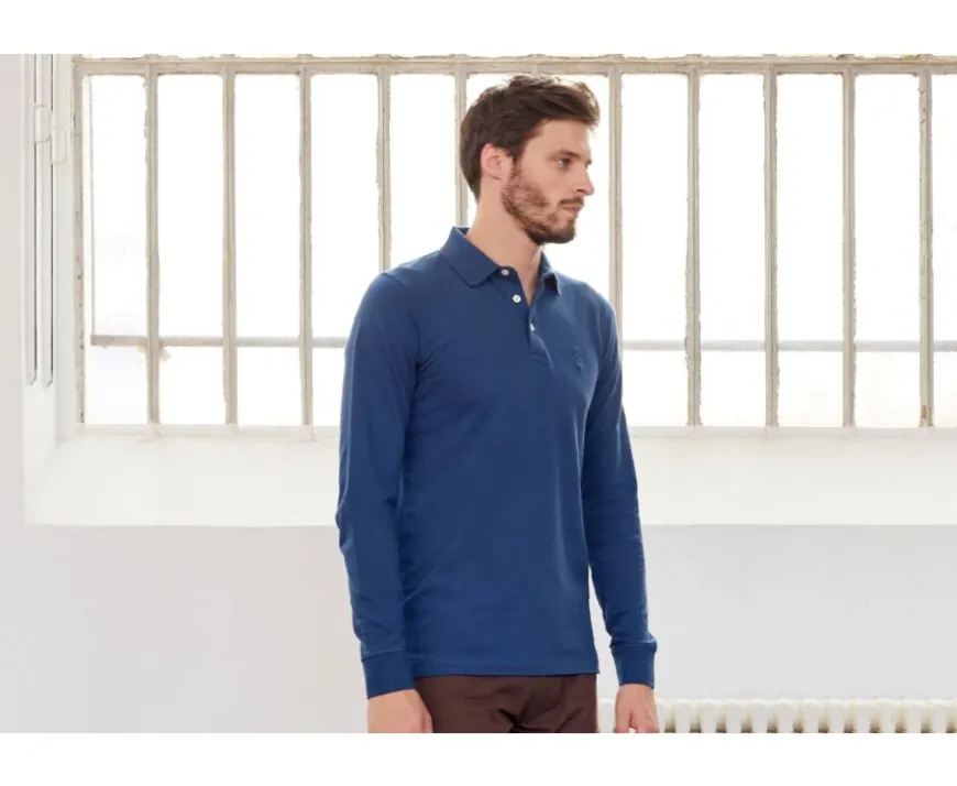 Polo de hombre de manga larga Azul Alec Ii Ml-Bexley Fashion