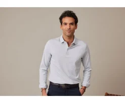 Polo de hombre de manga larga Azul Claro Aiden Ml-Bexley Clearance