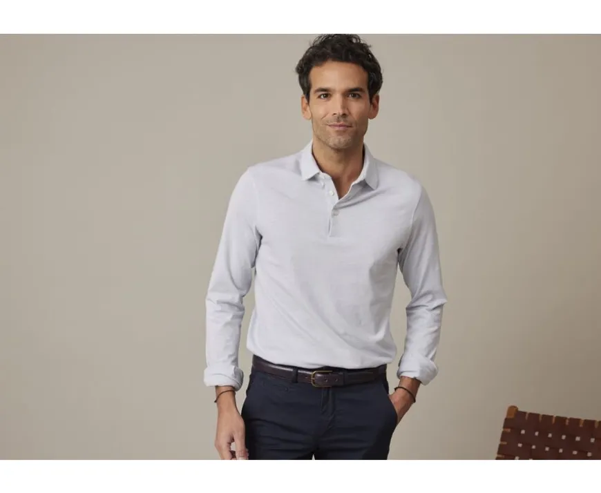 Polo de hombre de manga larga Azul Claro Aiden Ml-Bexley Clearance