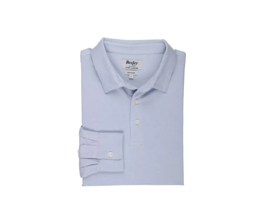 Polo de hombre de manga larga Azul Claro Aiden Ml-Bexley Clearance