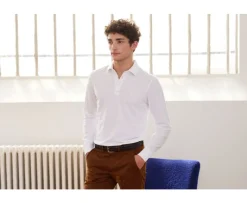 Polo de hombre de manga larga Blanco Alec Ii Ml-Bexley Clearance