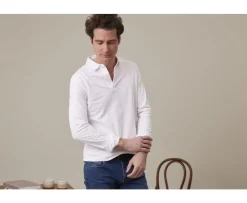 Polo de hombre de manga larga Blanco Aiden Ml-Bexley Online