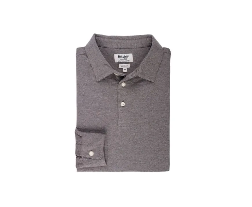 Polo de hombre de manga larga Caqui moteado Aiden-Bexley Sale