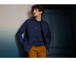 Sobrecamisa de franela Navy - Cuello francés Théodéric-Bexley Best