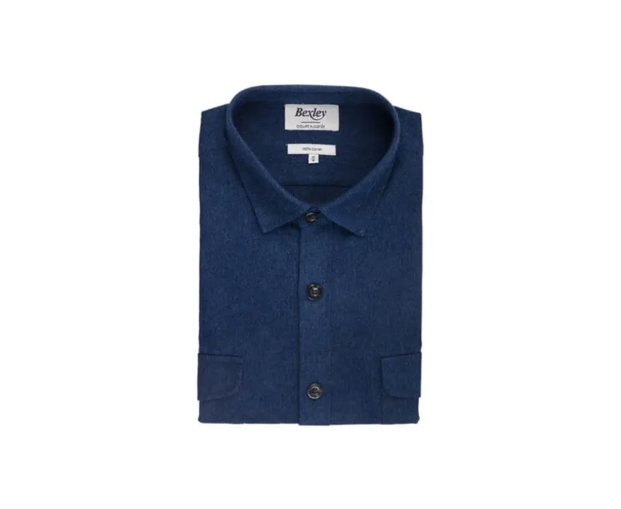 Sobrecamisa de franela Navy - Cuello francés Théodéric-Bexley Best