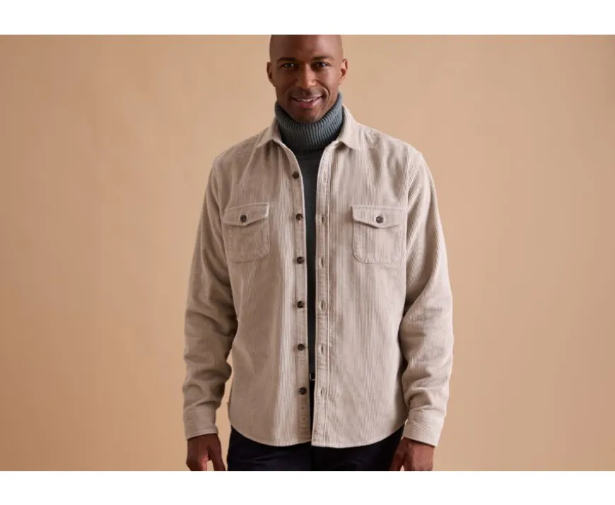 Sobrecamisa de terciopelo Beis claro - Cuello francés Victorin-Bexley Online