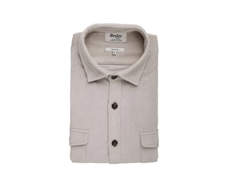 Sobrecamisa de terciopelo Beis claro - Cuello francés Victorin-Bexley Online