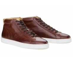 Zapatillas altas para hombre de piel Chocolate patinado Thornlea-Bexley Fashion