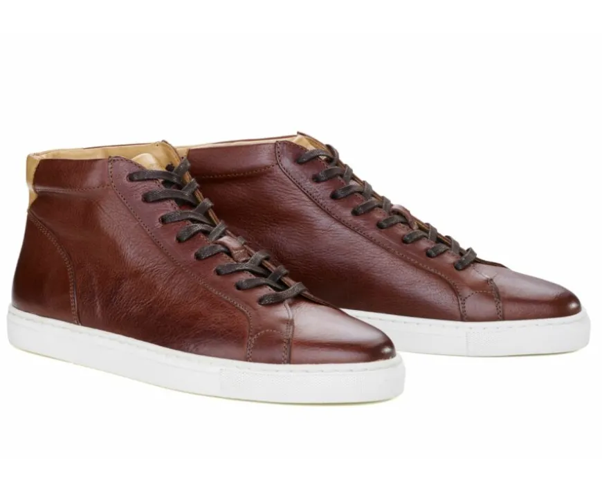 Zapatillas altas para hombre de piel Chocolate patinado Thornlea-Bexley Fashion
