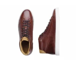 Zapatillas altas para hombre de piel Chocolate patinado Thornlea-Bexley Fashion
