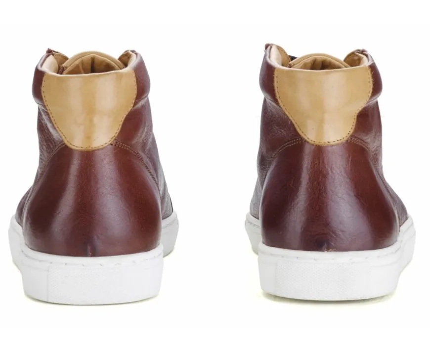 Zapatillas altas para hombre de piel Chocolate patinado Thornlea-Bexley Fashion