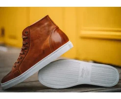 Zapatillas altas para hombre de piel Castaño patinado Hawthorne-Bexley Fashion