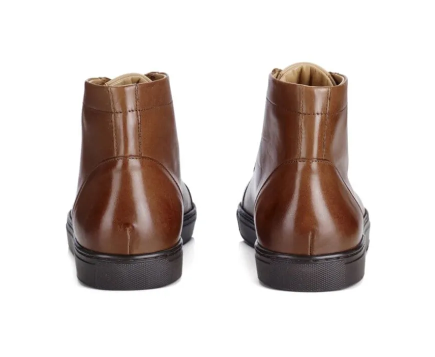 Zapatillas altas para hombre de piel Castaño oscuro patinado Hawthorne-Bexley Clearance