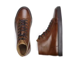 Zapatillas altas para hombre de piel Castaño oscuro patinado Hawthorne-Bexley Clearance