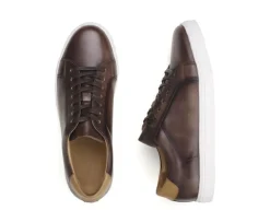 Zapatillas de hombre de piel Chocolate patinado Inglewood-Bexley Cheap