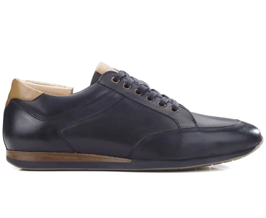 Zapatillas de hombre de piel Negro patinado Belbara-Bexley Best