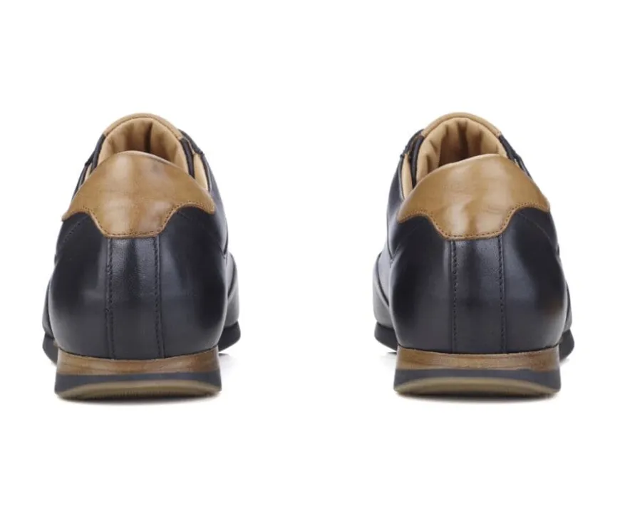 Zapatillas de hombre de piel Negro patinado Belbara-Bexley Best