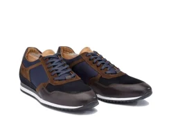 Zapatillas de hombre de terciopelo Chocolate y Azul marino Corunna-Bexley Store